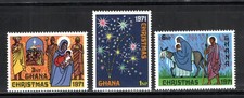 Ghana Stamp Scott #433-435, Christmas 1971, Set of 3, OG, MNH