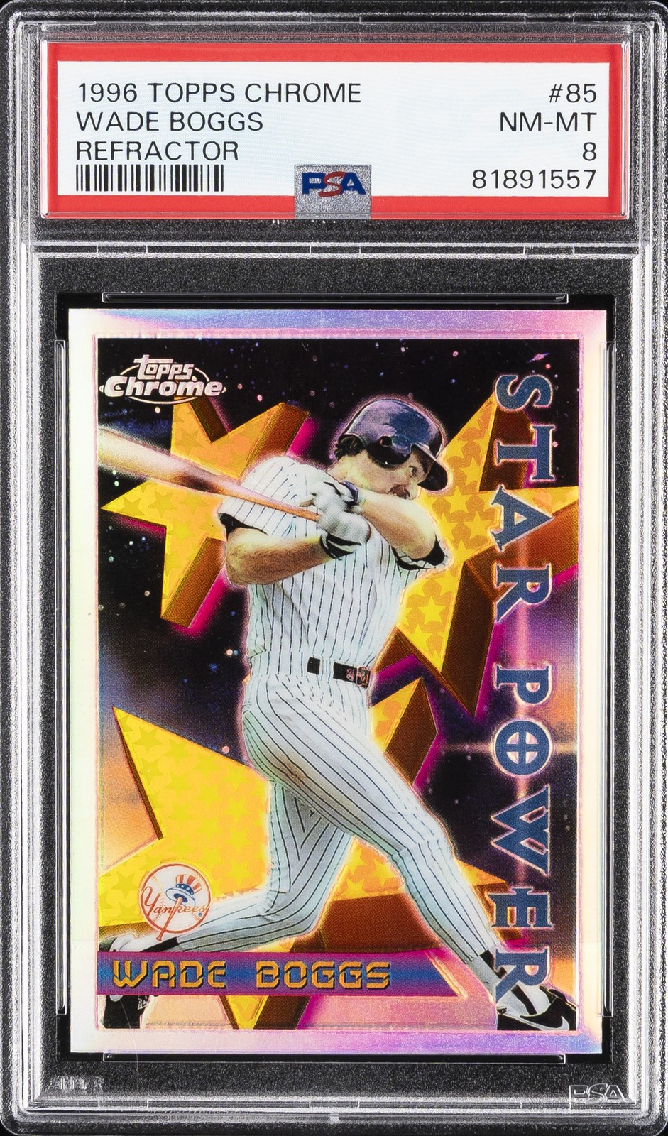 1996 TOPPS CHROME REFRACTOR #85 WADE BOGGS PSA 8