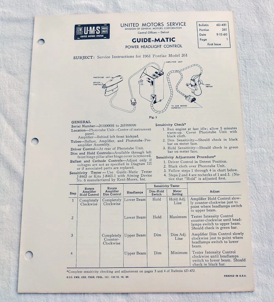 1961 Pontiac Bonneville Catalina Original GM Guide-Matic Service/Repair Info NOS - Image 2 of 4