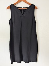TALBOTS Womens Dress Sz 12 Sleeveless V Neck Sheath Stretched Black Work Career