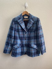 VTG 1960s Pendleton Woolen Mills Blazer Jacket Plaid 100 Virgin Wool Size 8-10