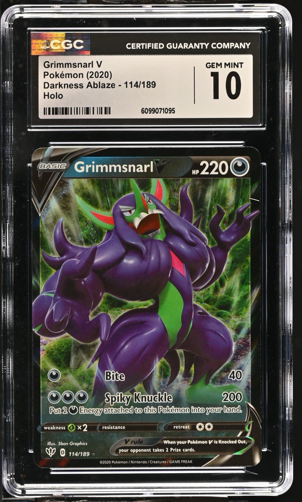 Grimmsnarl V CGC 10 Pokémon TCG 2020 Darkness Ablaze 114/189