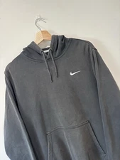 NIKE FADED BLACK SWOOSH HOODIE DISTRESSED LOOK FESTIVAL ESSENTIAL SIZE L CENTRE