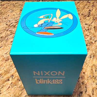 Nixon Time Teller blink-182 Quartz Watch Silver Case Blue/White Dial Nylon Box