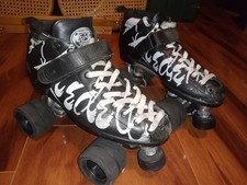 Riedell Vixen 165 Quad Speed Skates Graffiti Signature Black Size 7 Roller Derby