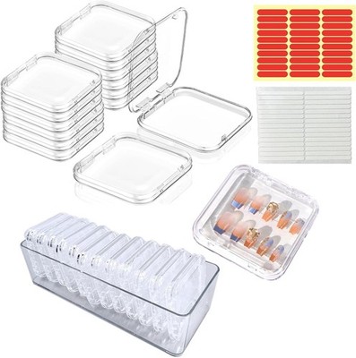 12Pcs Press on Nail Packaging Boxes False Nail Container Organizer Display Case