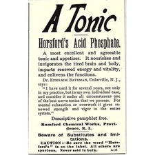 Horsfords Acid Phosphate Tonic Rumford Chemical Works Providence 1892 Ad AG2-M12