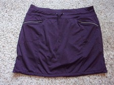 XL Tangerine Pull On Athletic Skort Skirt Shorts Purple Drawstring Zip Pockets