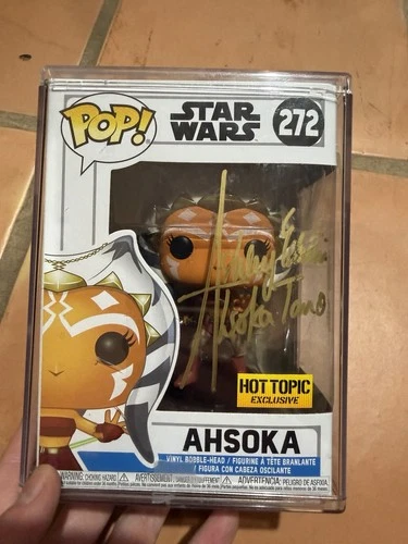 Star Wars Ahsoka Tano Funko Pop Signed Ashley Eckstein with Hard Stack