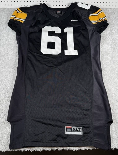 Iowa Hawkeyes Game Cut Team Issued Football Jersey XLT #61 ~ Made USA Black Home