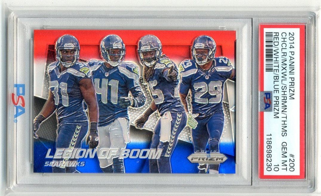 2014 Panini Prizm #200 Legion of Boom Red White & Blue PSA 10 Gem Mint Pop 17