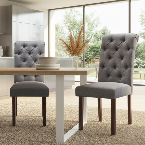 Dining Chairs Set of 2/4/6 Modern Upholstered Chair w/ Wooden Leg - Picture 30 of 52