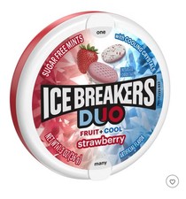    New Ice Breakers DUO Fruit  Cool Strawberry Sugar Free Mints 1.3oz 1qty 