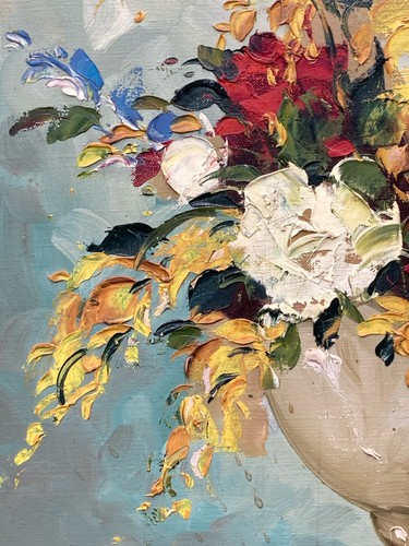 Vintage Artist Signed Original Floral Still Life Oil Painting, Framed - Picture 5 of 11