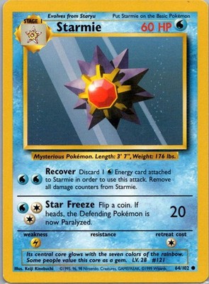 Pokemon TCG Starmie 64/102 Base Set LP