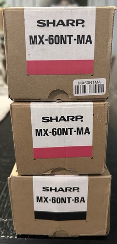 Genuine Sharp MX-60NT-Lot 3 Magenta, Black Toner Cartridges New Sealed Box