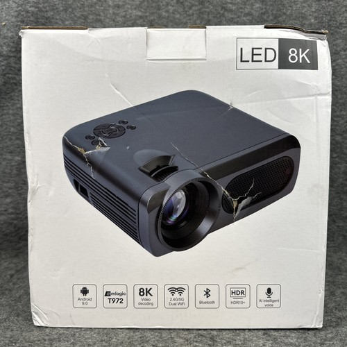 Pacchetto Proiettore Film LED 8K Esterno Android 9.0 Doppio WiFi HDR10+ AI Voce NUOVO