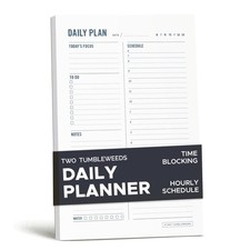 Daily Planner Notepad with Hourly Schedule - ADHD Planner, Time 6x9", White