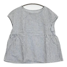 nest Robe 01172-1175 Cotton Linen Side Gather Stripe Blouse White blue 5-081...