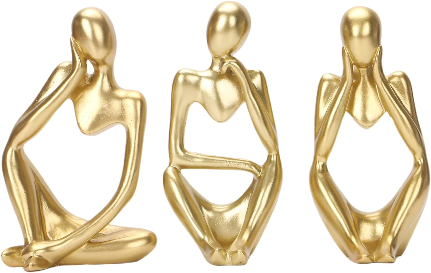 Gold Decor Thinker Statue Set Abstract Modern Sculpture Decor Set Of 3 ...