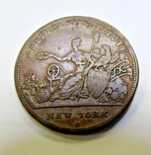 R&W ROBINSON 1836 AMERICAN INSTITUTE NEW YORK MILITARY BUTTONS HARD TIMES TOKEN