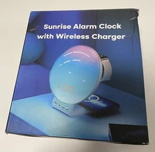 Dekala SRWW Sunrise Alarm Clock w Charging Dock White Missing Parts but Works