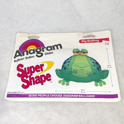 Vintage Anagram Big Bullfrog Green Balloon 24X30'' holiday
