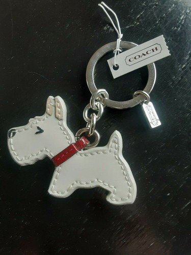 coach leather dog keychain