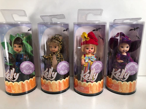 SET of  4 Barbie KELLY HALLOWEEN PARTY Clown Leopard Witch Dragon NIB