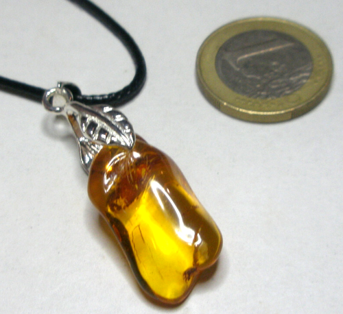 Genuine Baltic Amber Pendant - Necklace - honey color + cord - Picture 7 of 9