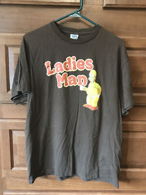 Homer Simpson Ladies Man Tee Brown Size Large Men's T-Shirt S/S B1148