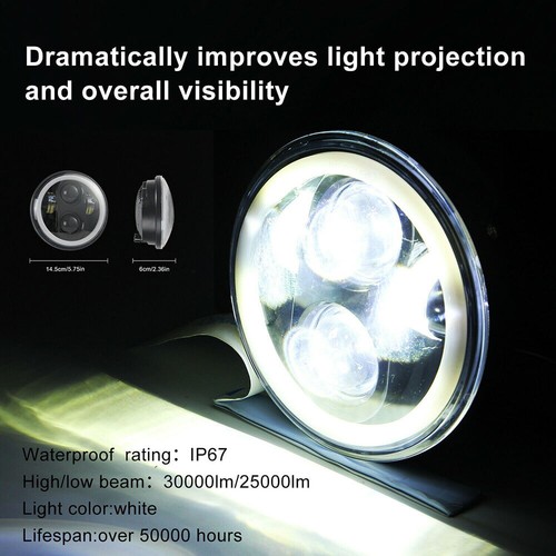 2x Universal 5.75 inch LED DRL Turn Signal Light Motorcycle Headlight Hi lo beam - Picture 2 of 14