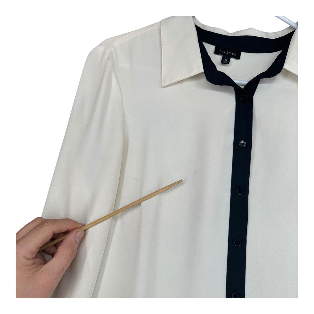 Talbots M Medium Colorblock Button Oversized Blou… - image 9