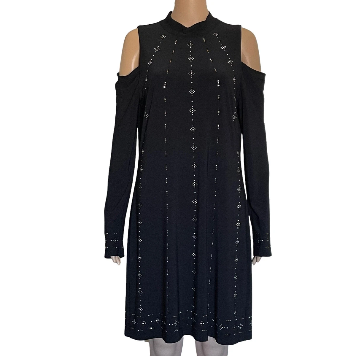 white house black market dress size M embellished cold shoulder bling