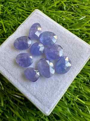 Natural blue Tanzanite Rose Cut Gemstone 9Pcs 6.5x7.5 To 7.5x10MM 13.40Cts  #29