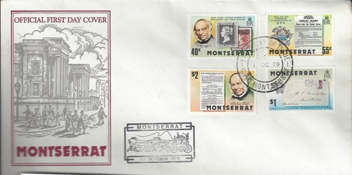 10/1/79 FDC Montserrat Rowland Hill Set on Cover - Picture 2 of 2