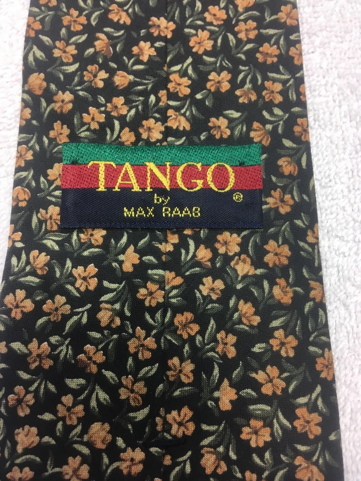 ТАНГО МУЖСКОЙ ГАЛСТУК ЧЕРНЫЙ С КОРИЧНЕВЫЙ И ЗЕЛЕНЫЙ ЦВЕТОЧНЫЙ 3,75 X 56 - Изображение 4 из 4