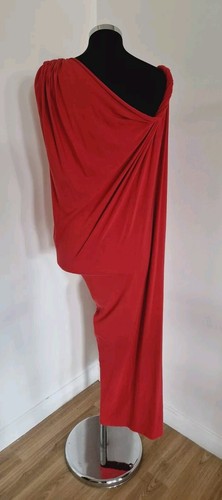Ionna Kourbela red long dress one size 8/10/12 asymmetric grecian draped - Bild 3 von 9