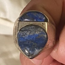 Vintage Modernist Sterling Silver Mexico TAXCO Sodalite Ring Size 6.75
