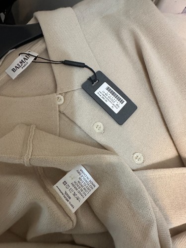 Balmain Men's Beige 100% Mercerized Wool Jumper £280 Authentic - Picture 7 of 7