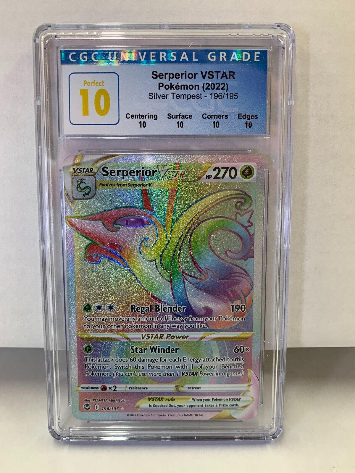 Pokémon Serperior VSTAR Silver Tempest 196/195 Rainbow Grade CGC PERFECT  10! | eBay