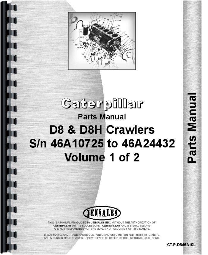 Caterpillar D8H D8 Crawler Parts Manual Catalog 46A10725-46A24432