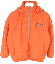 ELLESSE Jacket Women's LARGE Full Zip Padded Quilted Hooded Orange