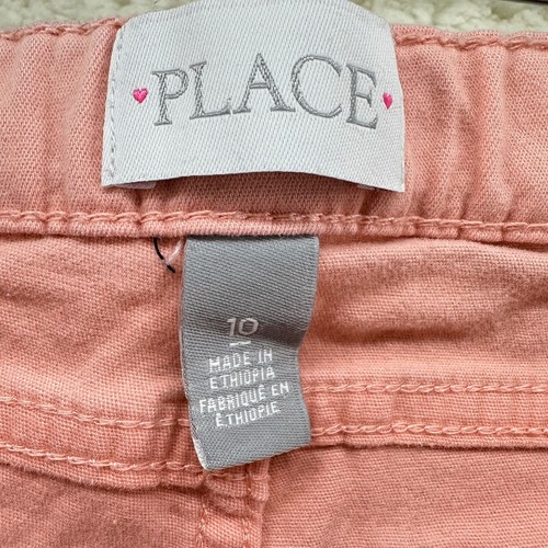 The Childrens Place Girls 10 Pink Skimmer Bermuda Adj Waist Jean Shorts - Picture 7 of 11