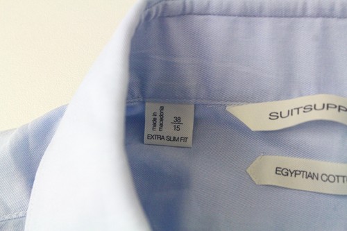 SUITSUPPLY Men Shirt 38/15 Extra Slim Blue Pure Cotton Cutaway Collared - Imagen 5 de 10