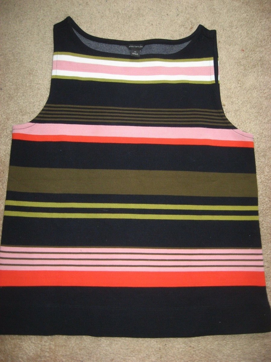 Womens Color Striped ANN TAYLOR Stretch Sleeveless Top Shirt XS | eBay