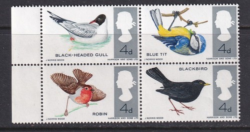 GB 1966 Birds Ordinary Block SG696/699 Set as Scan MNH - 第 1/1 張圖片