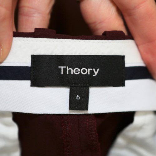 THEORY - Burgundy Demitria 2 New Stretch Wool Flared Dress Pants - Womens Size 6 - Picture 9 of 10