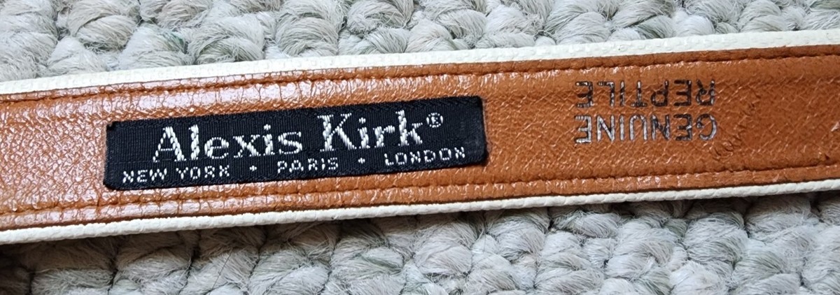 Vintage Alexis Kirk Reptile Belt White/Gold Embellishment  display picture 1