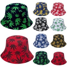 Marijuana Cotton Bucket Hat Cap Fishing Revisable Boonies Visor Safari Camping